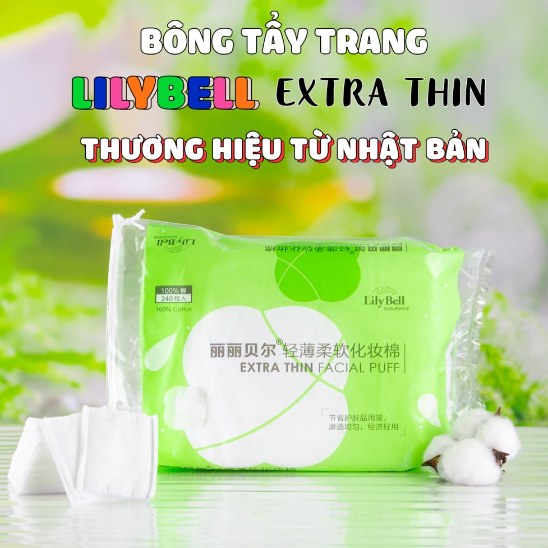 Bông Tẩy Trang Lily Bell Extra Thin Facial Puff 240 Miếng (1)